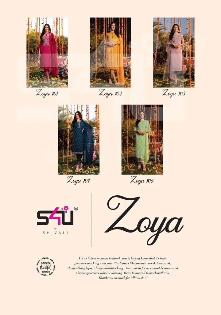 S4u Zoya New Exclusive Wear Georgette Kurti Pant With Dupatta Readymade Collection